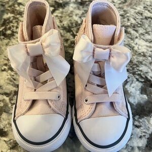 Converse Pink High-Top Kids Sneakers with Bows